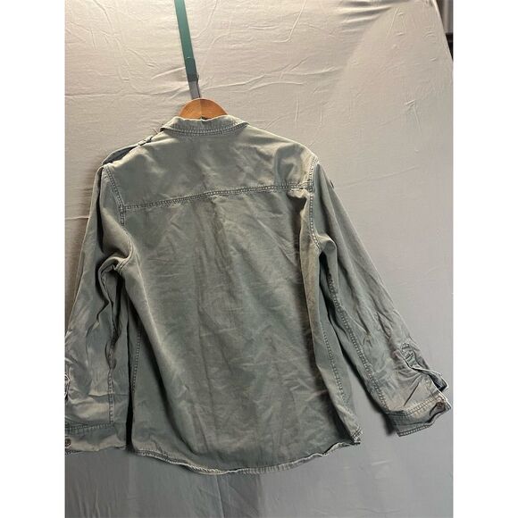 Carbon Men's Military Green Button-Up Shirt L Long Sleeve Utility - Picture 3 of 3